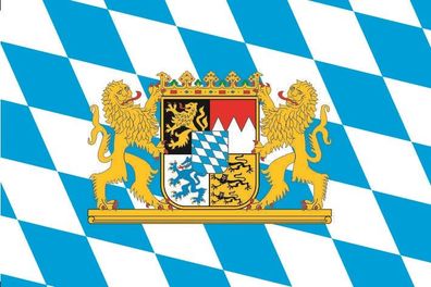 Aufkleber Fahne Flagge Bayern mit Löwenwappen in verschiedene Größen