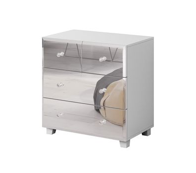Kommode SHINE Schubladenkommode Weiss-Spiegel 72x75 cm