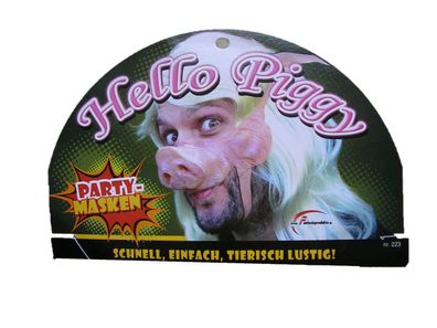 Karnevalsmaske Hello Piggy Schwein Maske Fasching Fastnacht Party Latexmaske
