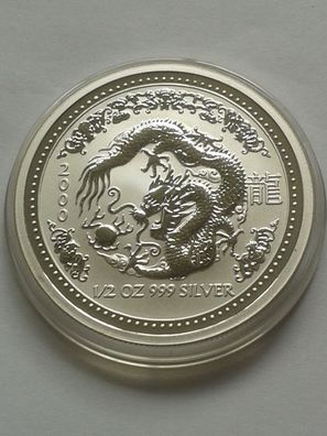 0,5$ 2000 50 cents 2000 Australien Lunar Drache 1/2 Unze Silber 15,55g 999er Silber