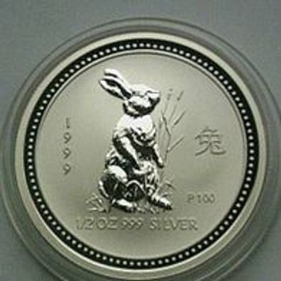 0,5$ 1999 Australien Lunar Hase 50 cents 1999 Australien Lunar Hase 1/2 Unze Silber