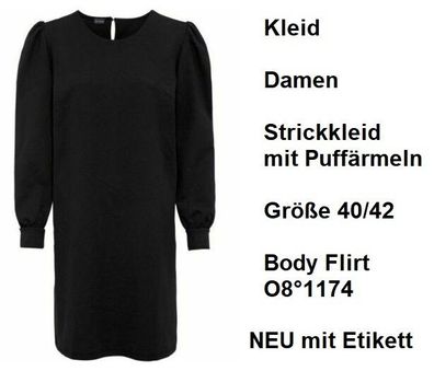 Kleid Damen Strickkleid mit Puffärmeln Größe 40/42 Body Flirt O8°1174 NEU mit Etikett