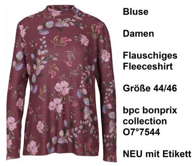 Bluse Damen Flauschiges Fleeceshirt Größe 44/46 bpc bonprix collection. NEU, Etikett