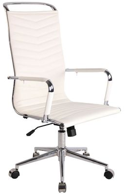 Bürostuhl Kunstleder weiß hohe Rückenlehne Chefsessel Computerstuhl Drehstuhl