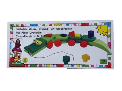 Nachzieh - Wackel Krokodil mit steckformen Nachziehspielzeug Tier Holz beeboo