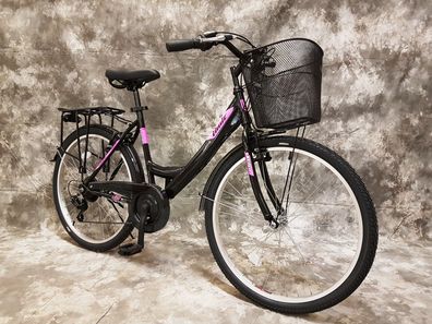 24 ZOLL Mädchen Fahrrad 21-GANG Shimano Schaltung MIT LICHT Schwarz NEU 2408-Schwarz