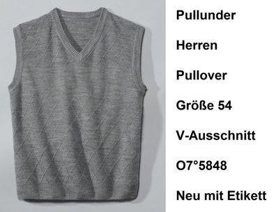 Pullunder Herren Pullover Größe 54 V-Ausschnitt O7°5848. Neu mit Etikett.