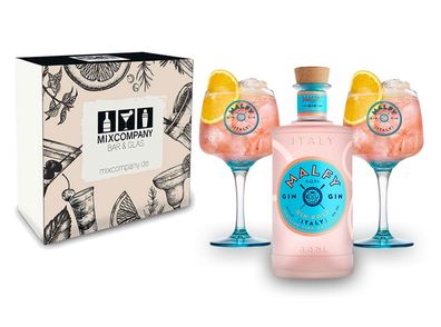 Malfy Gin Giftbox Set - Malfy Gin Rosa 0,7l - 700ml (41% VOL) + 2 Malfy Gin Bal