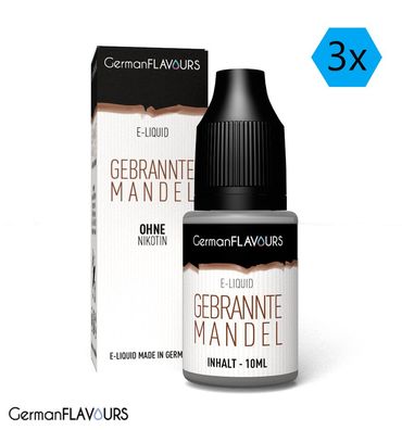 German Flavours Liquid - Gebrannte MANDEL 3 x 10ml - 0 3 6 12 mg/ ml Nikotin