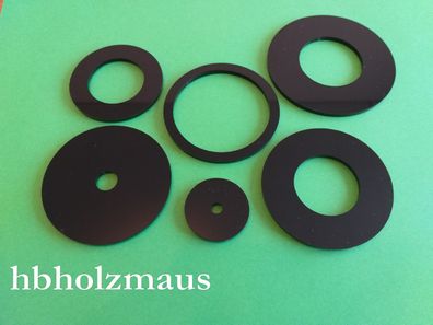 PLEXIGLAS® GS Schwarz Runde Scheibe oder Ringe in 5 mm Stärke Größe wählbar