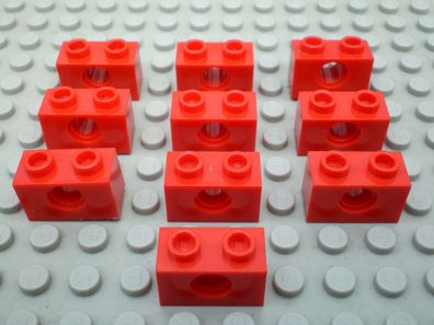 Lego Technic 10 Lochsteine mit 1 Loch rot 1x2 3700 Set 6073 6075 5533 1331 9858
