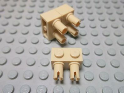 Lego 3 Steine 1x2 tan beige mit Doppel Pin 30526 Set 4482 7316 4867 4842