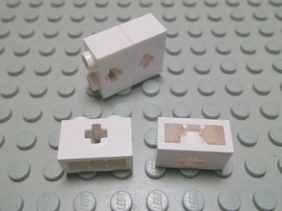 Lego 4 Steine 1x2 Kreuzloch weiß 32064c Set offen