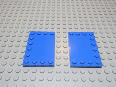 Lego 2 Fliesen 4x6 blau 3 Randnoppen 6180 Set 5895 7285 4402 5890 4981