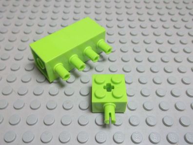 Lego 5 Steine 2x2 lime hellgrün mit Pin und Achsloch 6232 Set 7143