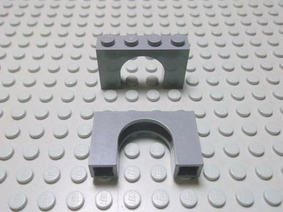 Lego 2 Bögen Steine 1x4x2 neudunkelgrau 6182 Set 8801 7948