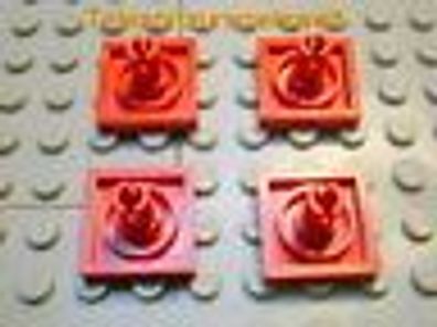 Lego 4 Platten 2x2 rot mit Pin zu 2476