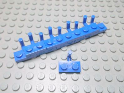 Lego 10 blaue Plättchen 1x2 mit Haken 4623 Set 6879 6155 6983 6038