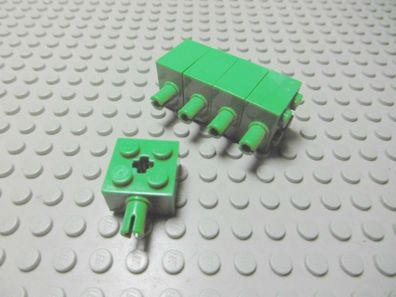 Lego 5 Steine 2x2 grün mit Pin und Achsloch 6232 Set 1195 1841