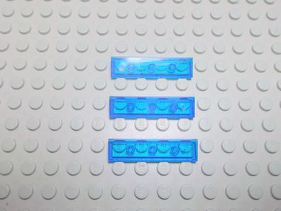 Lego 3 Fliesen 1x4 transparent dunkelblau Nummer 2431