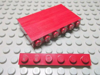 Lego 10 Platten 1x6 flach dunkelrot 3666 Set 4435 7298 7665 10220