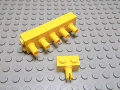 Lego 6 Steine 1x2 gelb mit Pin 2458 Set 4559 7243 10129 7746 7772