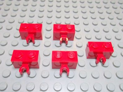 Lego 5 Steine 1x2 Vertikal Clip zu rot 30237b Set 3061 60003 60004 7347