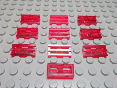 Lego 10 Gitter Fliesen 1x2 transparent rot 2412b Set 8435 10188 8139 4404
