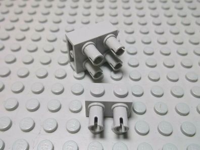 Lego 3 Steine 1x2 althellgrau mit Doppel Pin 30526 Set 1354 7166 7314 4490