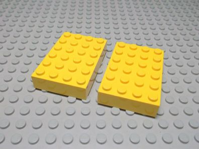 Lego 2 gelbe dicke Bauplatten 4x6 2356 Set 1577 3438 4134 4145 4146 6426