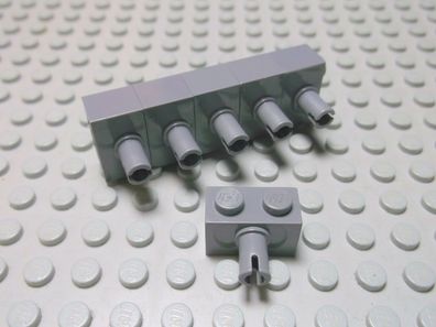 Lego 6 Steine 1x2 neudunkelgrau mit Pin 2458 Set 7632 8017 8190 7248