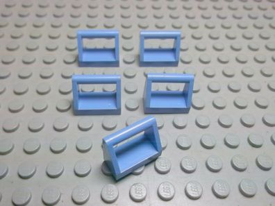 Lego 5 Fliesen 1x2 mit Griff hellblau mediumblau 2432 Set 6735 4588 6737 4593 45