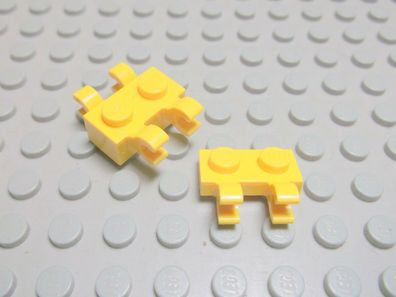 Lego 3 Platten 1x2 doppelcilp horizontal gelb 60470b Set 60004 60076 76010 76026