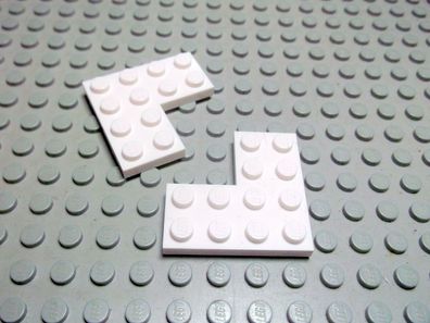 Lego 2 Winkelplatten flach 4x4 weiß 2639 Set 8214 10129 10234 7749