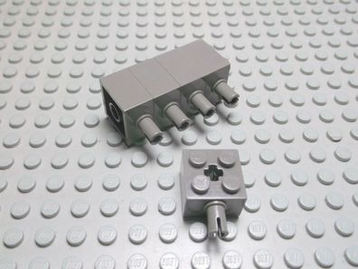 Lego 5 Steine 2x2 altdunkelgrau mit Pin + Achsloch 6232 Set 4709 7313 6775 4403