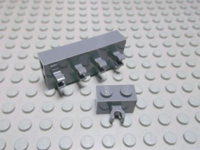 Lego 5 Steine 1x2 Vertikal Clip neudunkelgrau 30237b Set 9473 10226 2254 70010