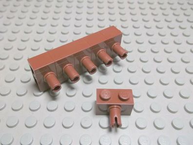 Lego 6 Steine 1x2 altbraun mit Pin 2458 Set 4475 4480 6045