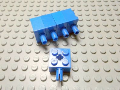 Lego 5 Steine 2x2 blau mit Pin + Achsloch 6232 Set 2965 10129 7151 6919