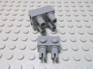 Lego 3 Steine 1x2 neudunkelgrau mit Doppel Pin 30526 Set 8759 8156 8630 7782