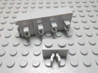 Lego 5 Steine 1x2 vertikal Clip althellgrau 30237 Set 4730 6464 4704 4707 6095