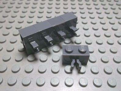 Lego 5 Steine 1x2 vertikal Clip neudunkelgrau 30237 Set 7161 7155 6098 5986