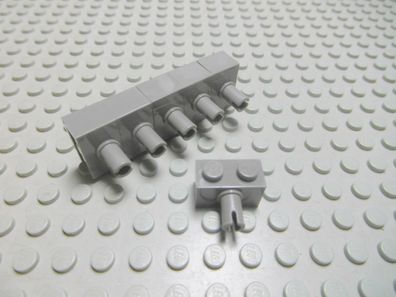 Lego 6 Steine 1x2 altdunkelgrau mit Pin 2458 Set 6977 4730 1353 10019