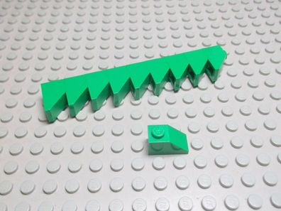 Lego 10 Stück Schrägsteine 45 Grad mit Steg 1x2 Grün Nummer 3040
