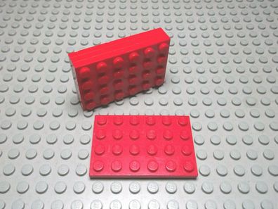 Lego 4 Platten flach rot 4x6 3032 Set 390 5933 853 6393