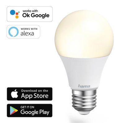 Hama 806 lm Smart Home WiFi LED Kaltweiß/ Warmweiß | Alexa | Google | APP |E27
