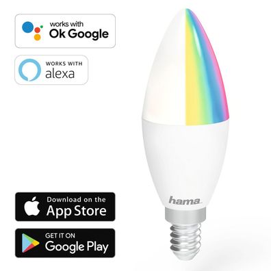 Hama 470 lm Smart Home WiFi LED RGB/ weiß/ Multicol. | Alexa | Google | APP |E14