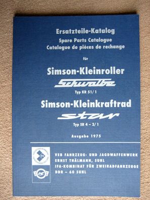Ersatzteilkatalog Simson Schwalbe KR51/1 & Star SR4-2/1 Teileliste