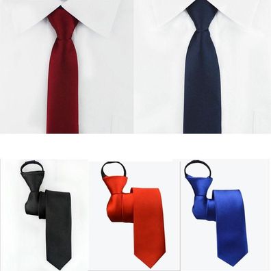 Vorgebundene Krawatte Herren dünne Reißverschlüsse Krawatten, einfarbige schlanke