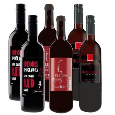 Imiglykos griechischer Rotwein halbsüß 6x 750ml Probierset Vaeni Lafkioti Soko