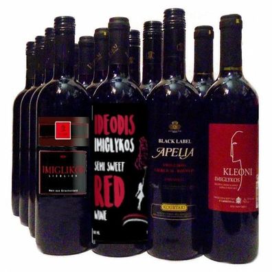 Imiglykos griechischer Rotwein halbsüß 16x 750ml Set 4 ausgesuchter Hersteller